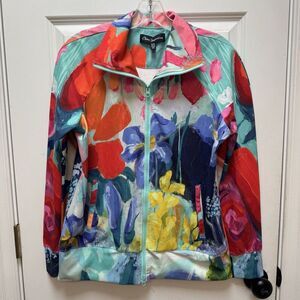 Claire Desjardins Jacket Womens medium Art to Wear Colorful Zip Up Sudden Summer